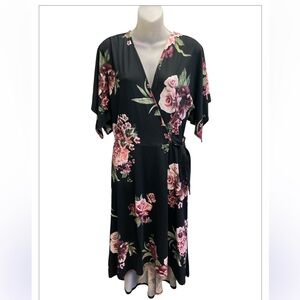 AGB Floral dress high low style wrap around size medium